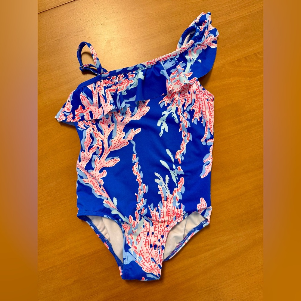 Lilly Pulitzer Kids One-Shoulder Swimsuit